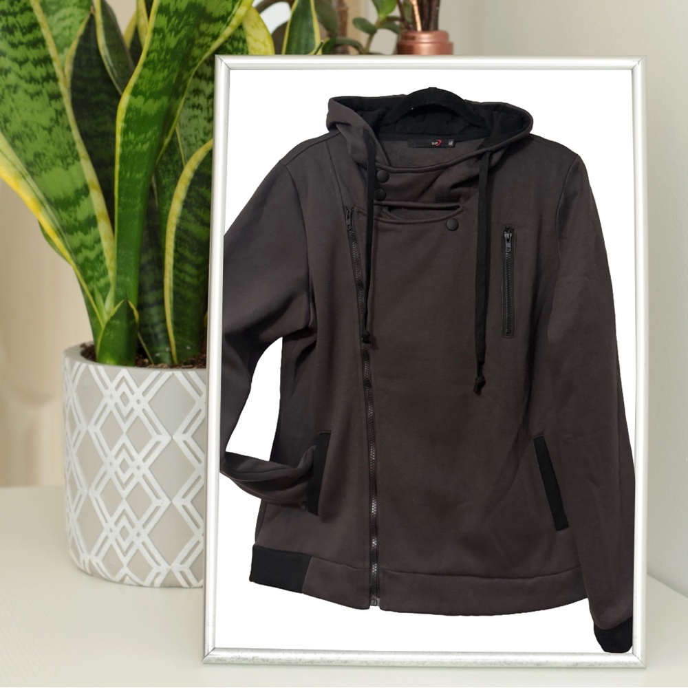 Women's Dark Charcoal Hooded Zip Sweatshirt
